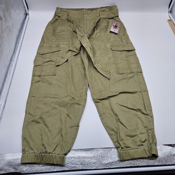 Sofia Jeans by Sofia Vergara Pants - Sofia Jeans by Sofia Vergara Womens Cargo Jogger Pants Olive Green High Rise 14